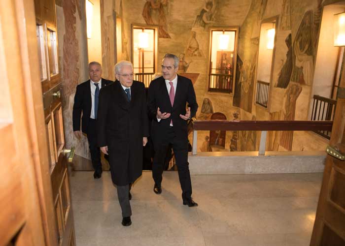 Sergio Mattarella e Rosario Rizzuto in rettorato