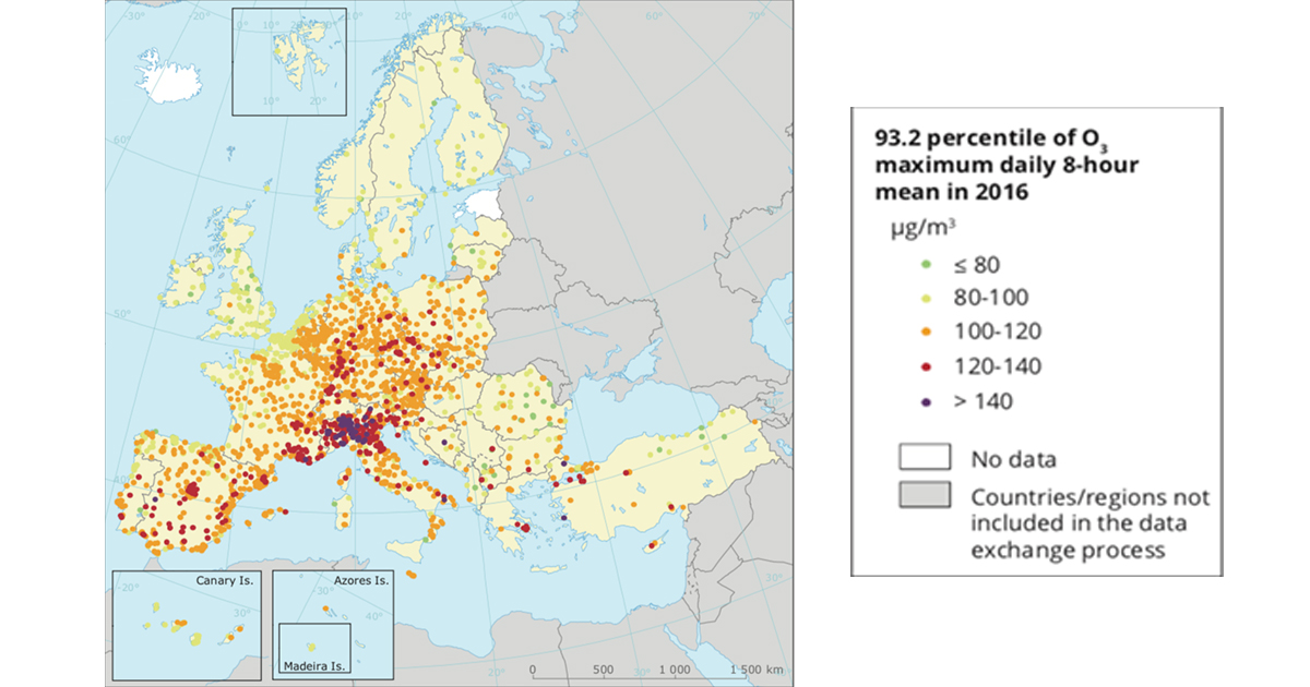 ozono troposferico europa inquinamento atmosferico