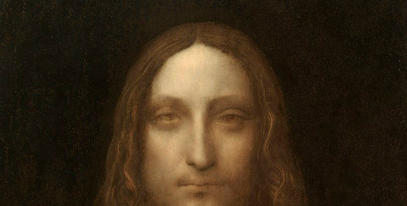 Particolare del "Salvator mundi", opera attribuita a Leonardo da Vinci