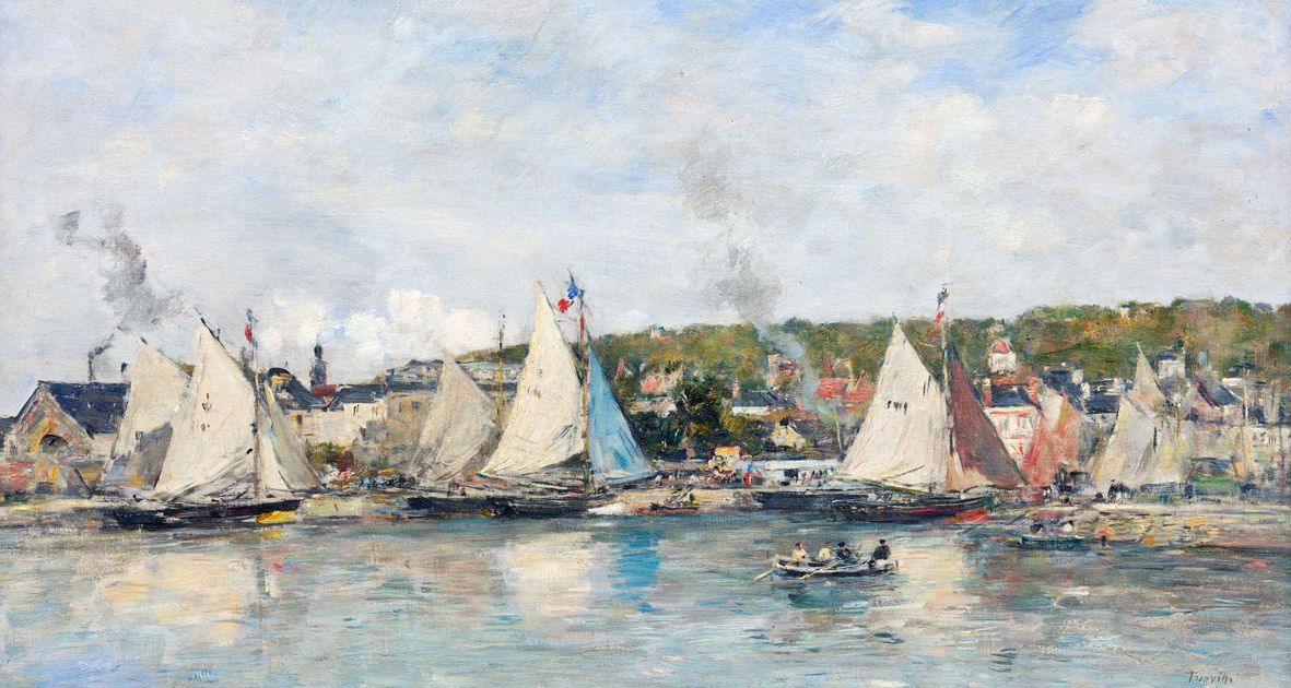 Eugene Louis Boudin, Il porto di Trouville, 1893, olio su tela