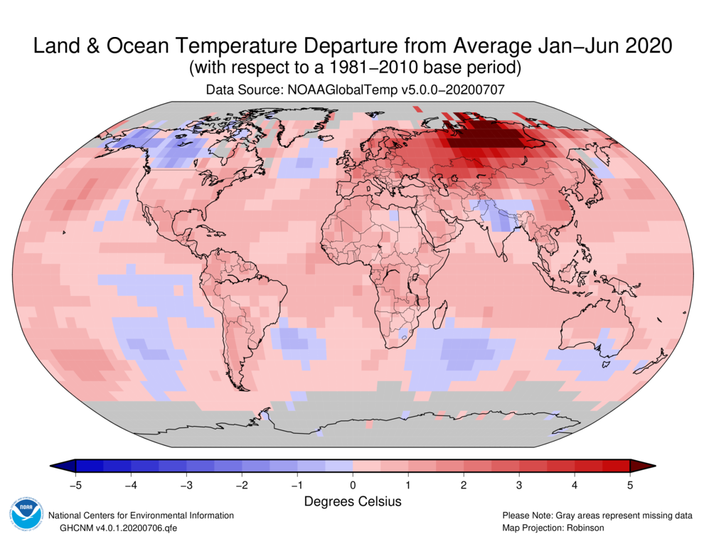 L'andamento delle temperature a giugno 2020