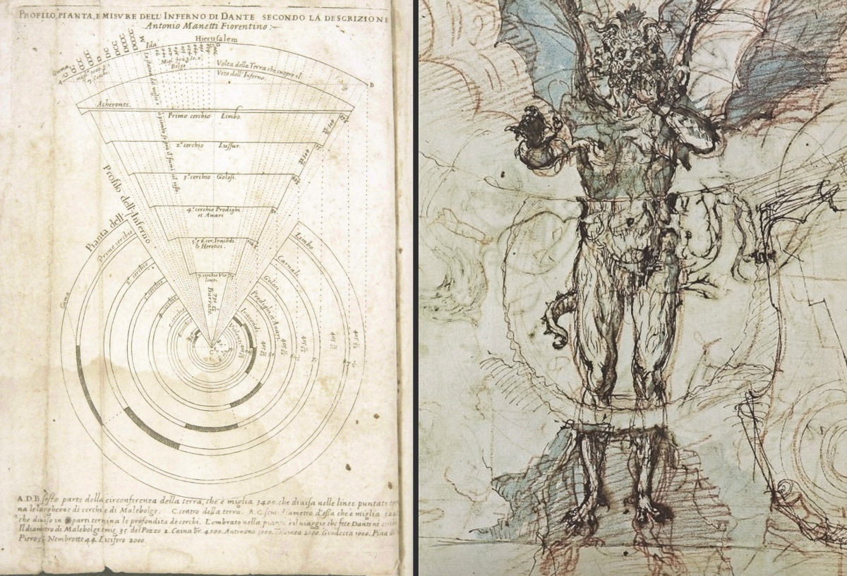 La Divina Commedia di Dante Alighieri nobile fiorentino ridotta a miglior lezione dagli Accademici della Crusca”, Firenze 1595. E e un disegno di Cigoli