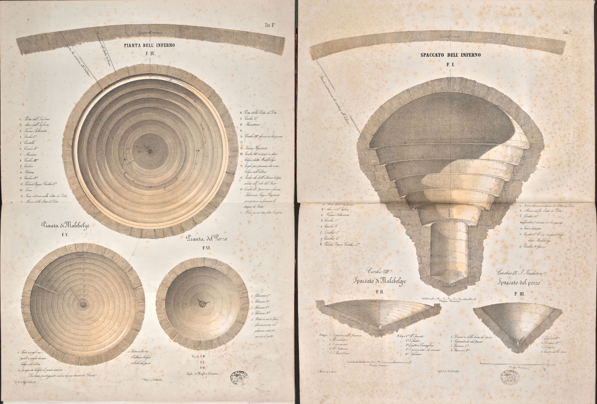 G. Gregoretti, “Sul sito, forma e grandezza dell’Inferno, e sul sito e forma del Purgatorio e del Paradiso nella Divina Commedia”, Venezia 1865