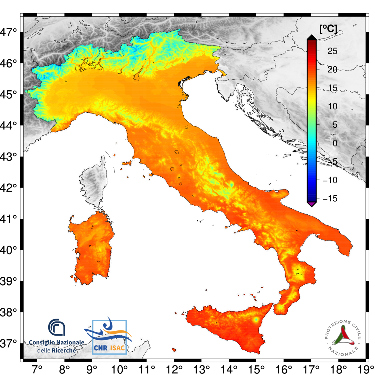 italia temperatura assoluta 2024