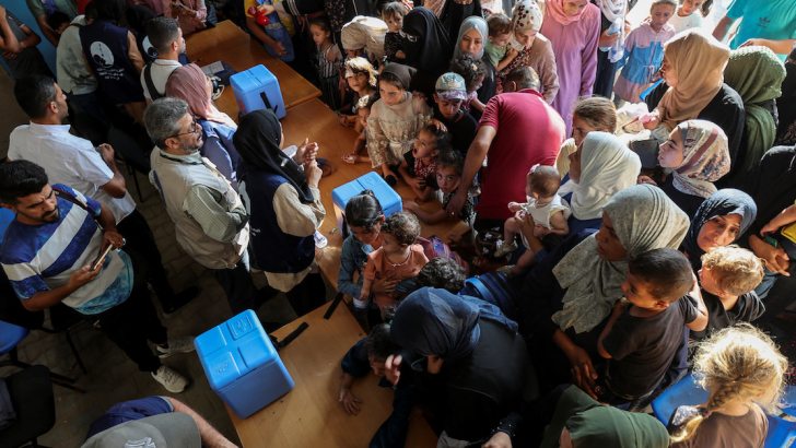 Polio vaccination campaign, UN healthcare center, Deir Al-Balah, Gaza, September 1, 2024. Ramadan Abed/REUTERS